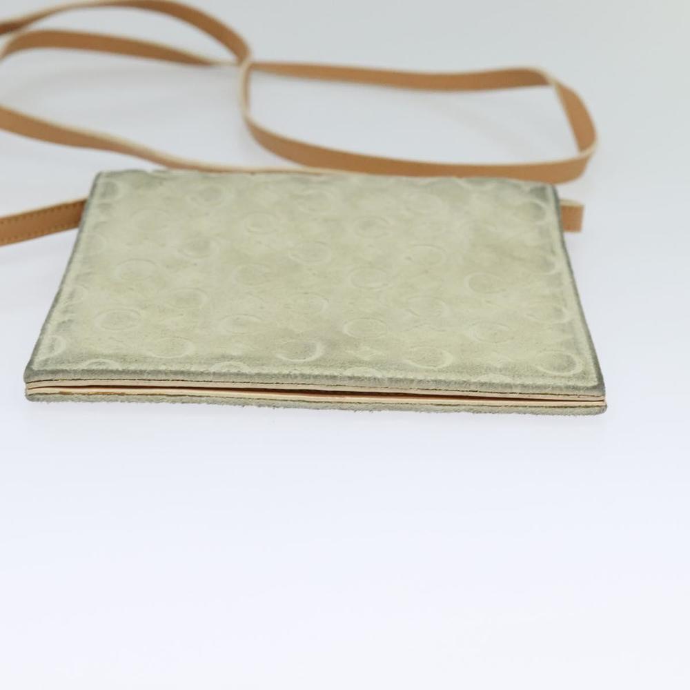 CELINE C Macadam Canvas Shoulder Wallet Suede White Auth 112493 - Picture 5 of 16